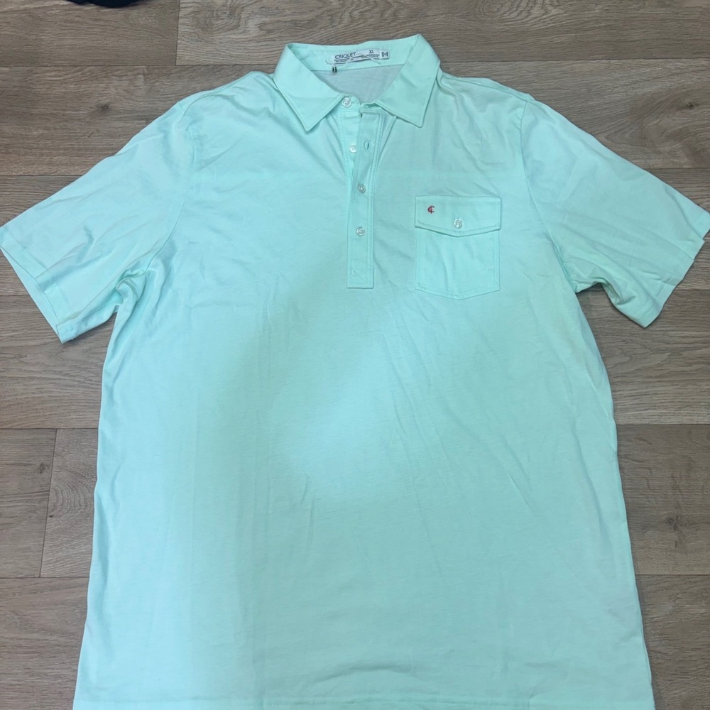 Criquet Mens Players Shirt Mint Green Organic Cotton Polo XL Short Sleeve 0246